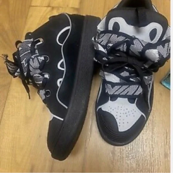 Black and white lanvin unisex sneakers